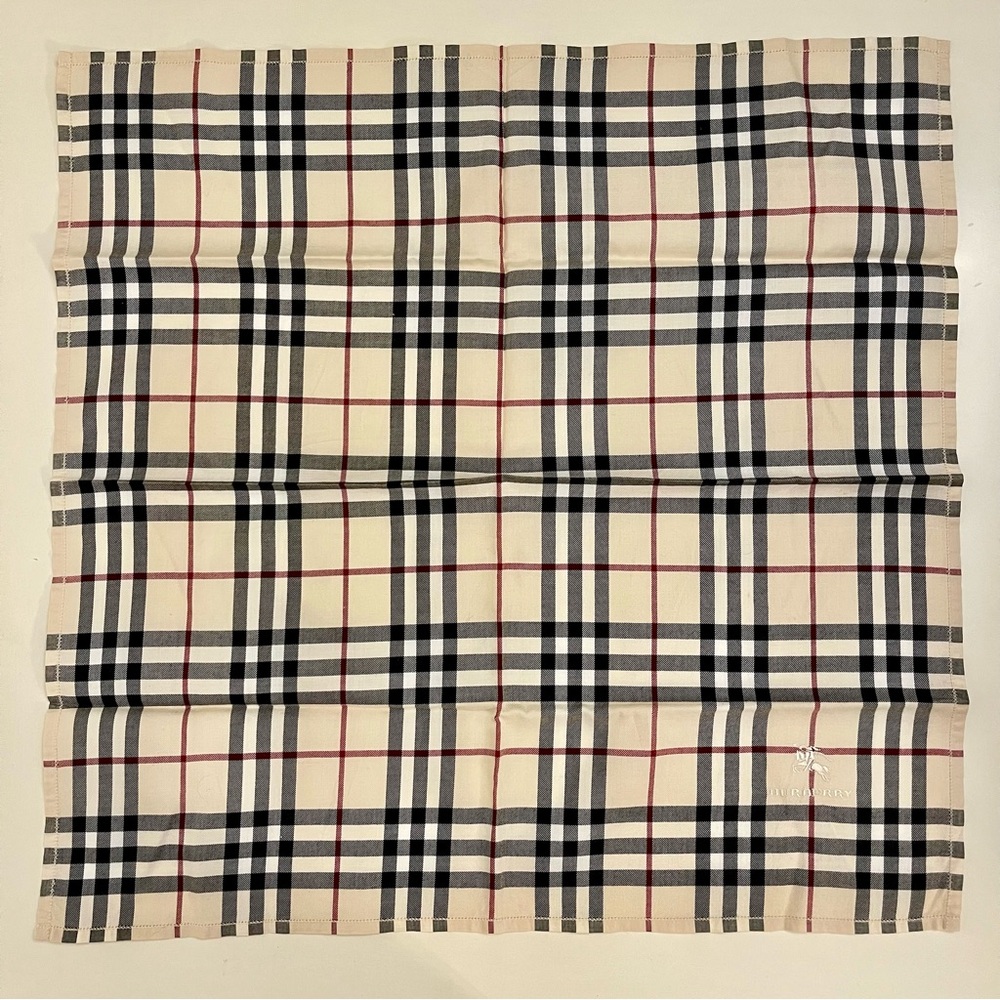 Authentic Vintage Burberry London Nova Check Handkerchief – Embroidered Logo - Picture 6 of 7